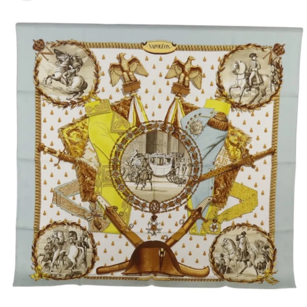 Vintage Hermes Silk Scarf handkerchief Napoleon